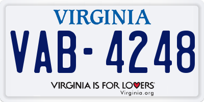 VA license plate VAB4248