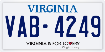 VA license plate VAB4249