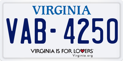 VA license plate VAB4250