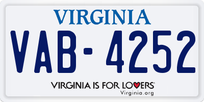 VA license plate VAB4252