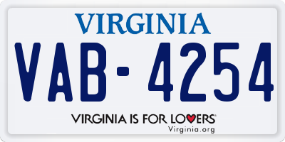 VA license plate VAB4254