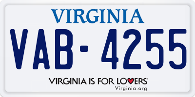VA license plate VAB4255