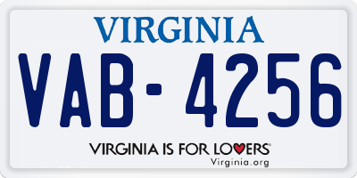 VA license plate VAB4256