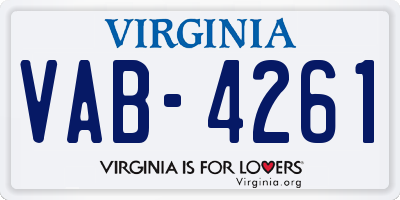 VA license plate VAB4261