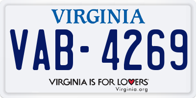 VA license plate VAB4269