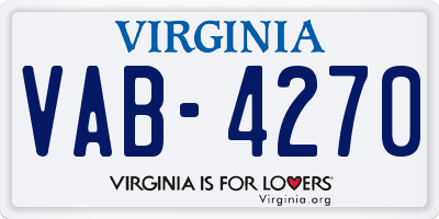 VA license plate VAB4270