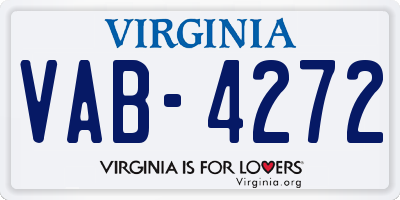 VA license plate VAB4272