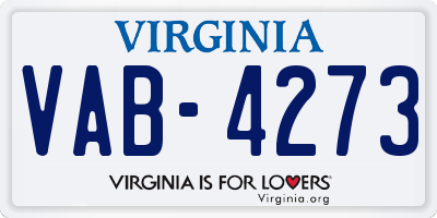 VA license plate VAB4273