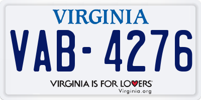 VA license plate VAB4276