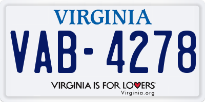 VA license plate VAB4278