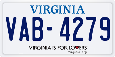 VA license plate VAB4279
