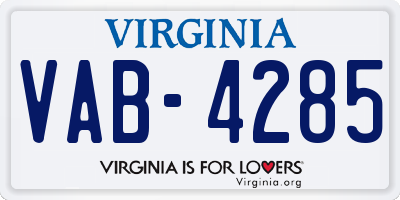 VA license plate VAB4285