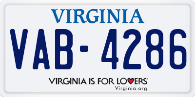 VA license plate VAB4286