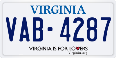 VA license plate VAB4287