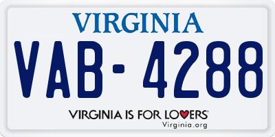 VA license plate VAB4288