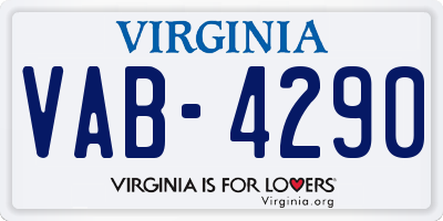 VA license plate VAB4290