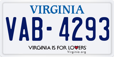 VA license plate VAB4293