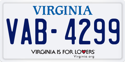 VA license plate VAB4299