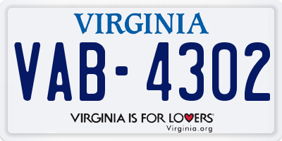 VA license plate VAB4302