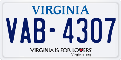 VA license plate VAB4307