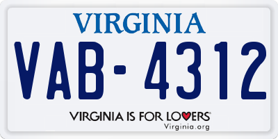 VA license plate VAB4312