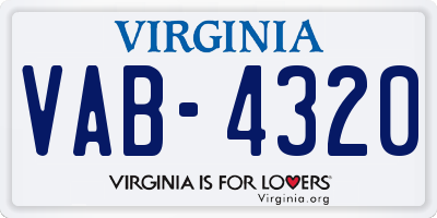 VA license plate VAB4320