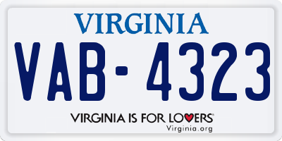 VA license plate VAB4323