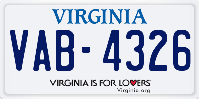 VA license plate VAB4326