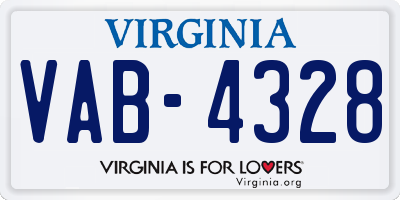 VA license plate VAB4328