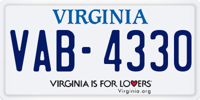 VA license plate VAB4330