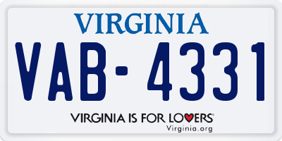 VA license plate VAB4331