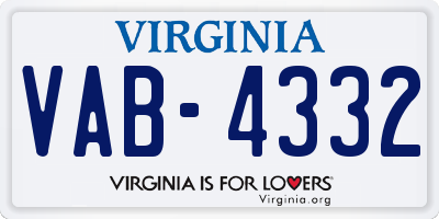 VA license plate VAB4332