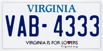 VA license plate VAB4333