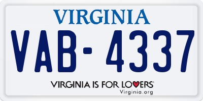 VA license plate VAB4337