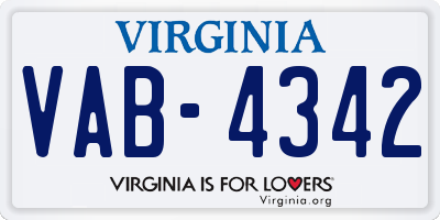 VA license plate VAB4342