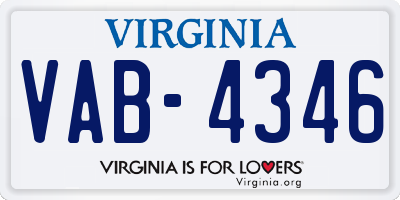 VA license plate VAB4346