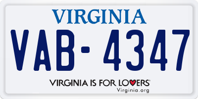 VA license plate VAB4347