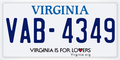 VA license plate VAB4349