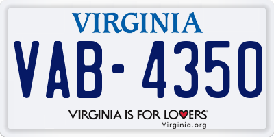 VA license plate VAB4350