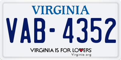 VA license plate VAB4352