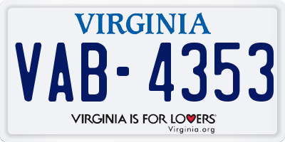 VA license plate VAB4353
