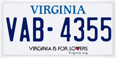 VA license plate VAB4355