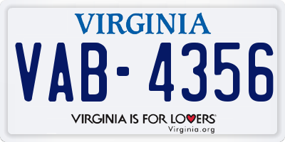 VA license plate VAB4356