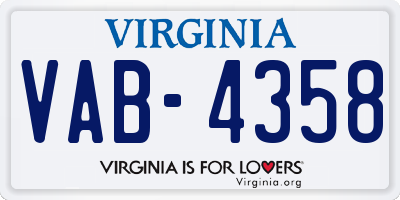 VA license plate VAB4358