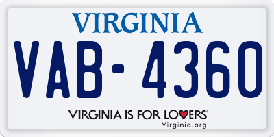 VA license plate VAB4360