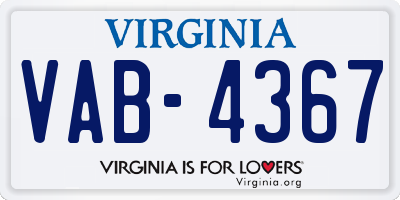 VA license plate VAB4367