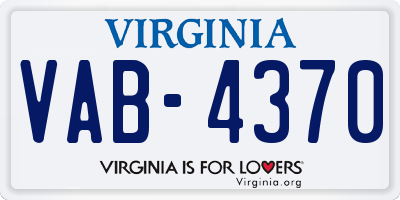 VA license plate VAB4370