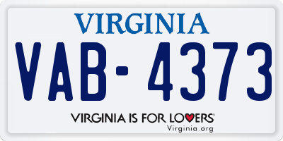 VA license plate VAB4373