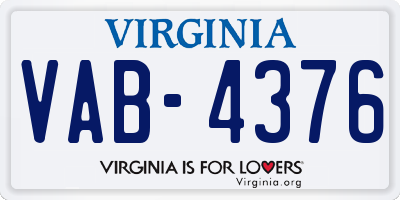 VA license plate VAB4376