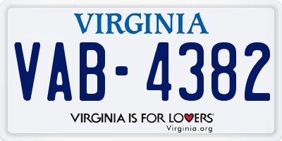 VA license plate VAB4382